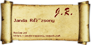 Janda Rázsony névjegykártya